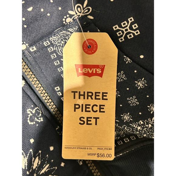 Levi's Hoodie Toddler Sz 3T Blue Paisley Bandanna Full Zip Sweatshirt NWT Jacket - Picture 6 of 10